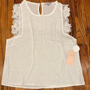 White Lace Shoulder Blouse